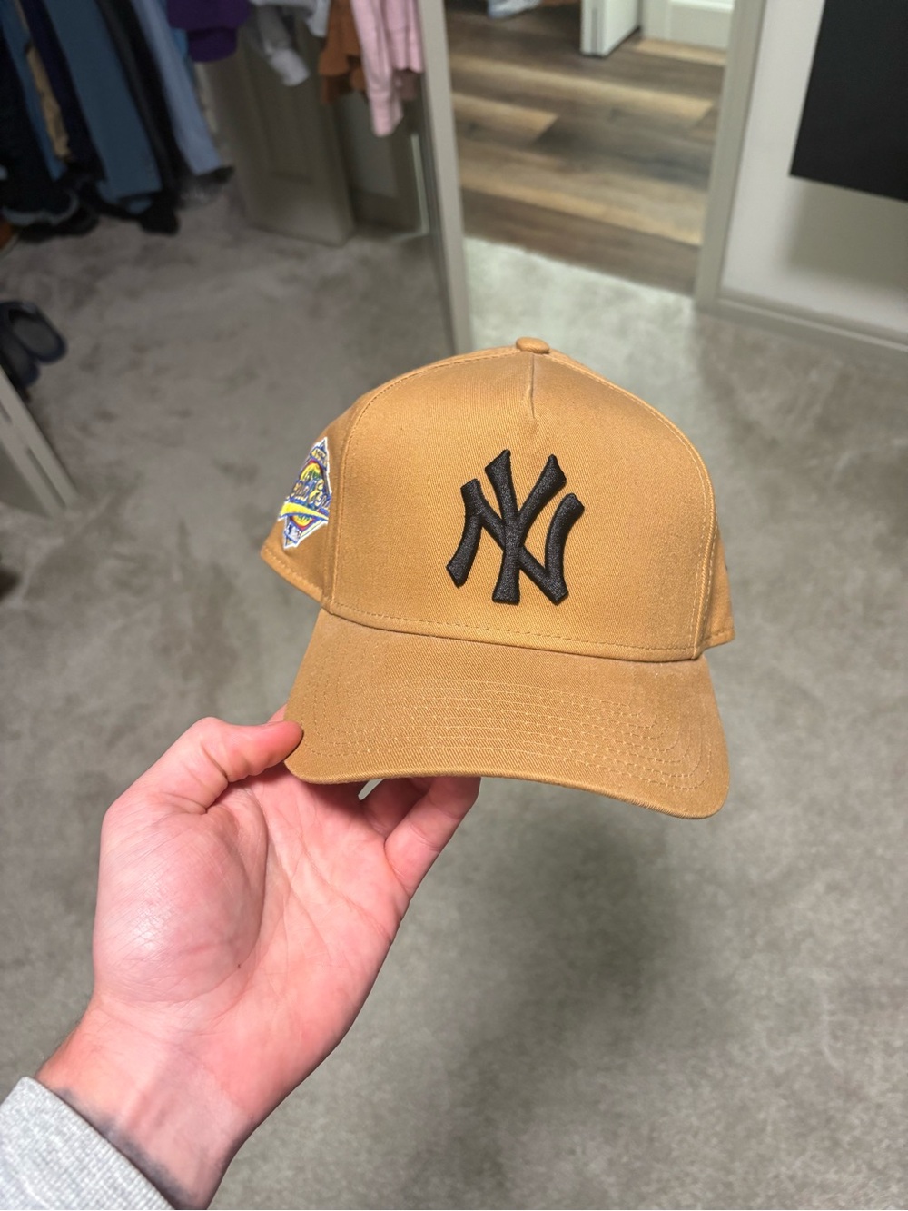 New York Yankees Tan Baseball Cap with Black Logo